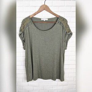Rose & Olive Green Beaded Top Size XL Womens Exra Large
